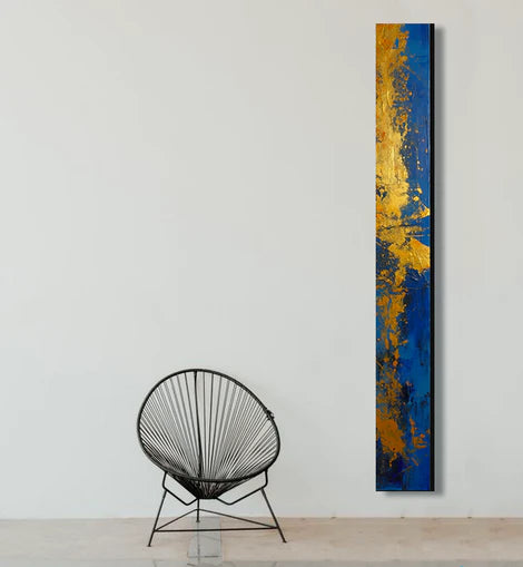 dallanges_gallerie_totems_rectangles art contemporary vertical wall art art deco inspired blue and gold