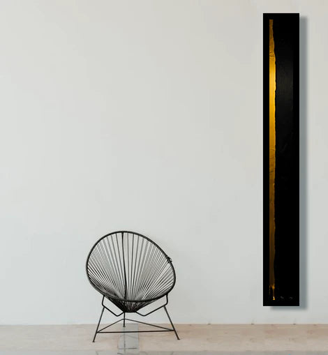 dallanges_gallerie_totems_rectangles art contemporary vertical wall art art deco gold leaf and black