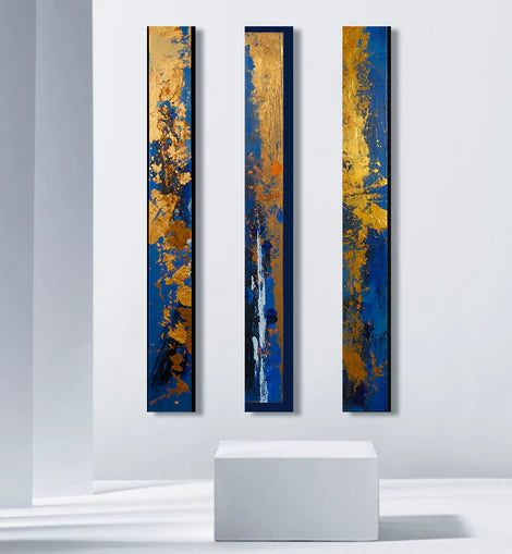 dallanges_gallerie_totems_rectangles art contemporary vertical wall art art deco inspired triptych