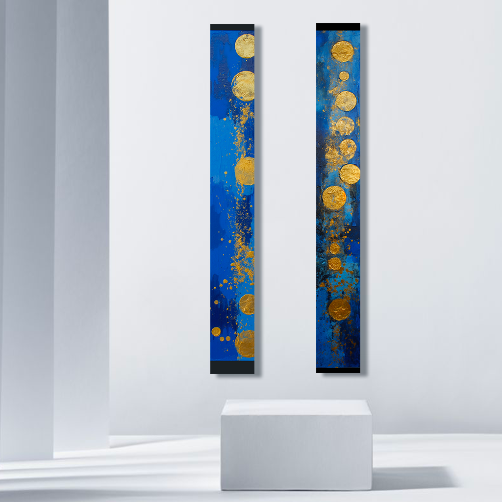 dallanges-contemporary-art-vertical wall art totem-gold-treasures interior diptych