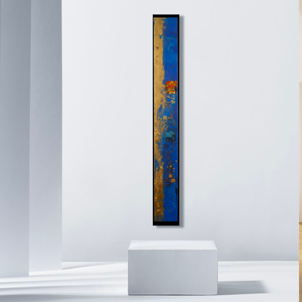 dallanges_gallerie_totems_rectangles art contemporary vertical wall art elegance art deco vertical art interior blue dark